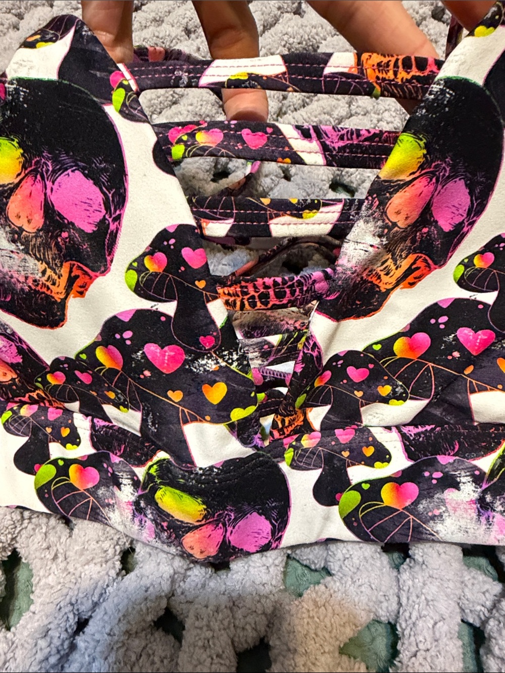 Neon Skull Pattern Peachy sports bra - Picture 3 of 4